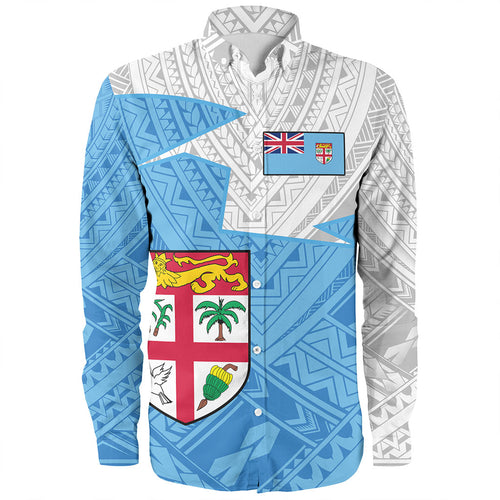 Fiji Long Sleeve Shirt Polynesian Tattoo Flag And Coat Of Arms