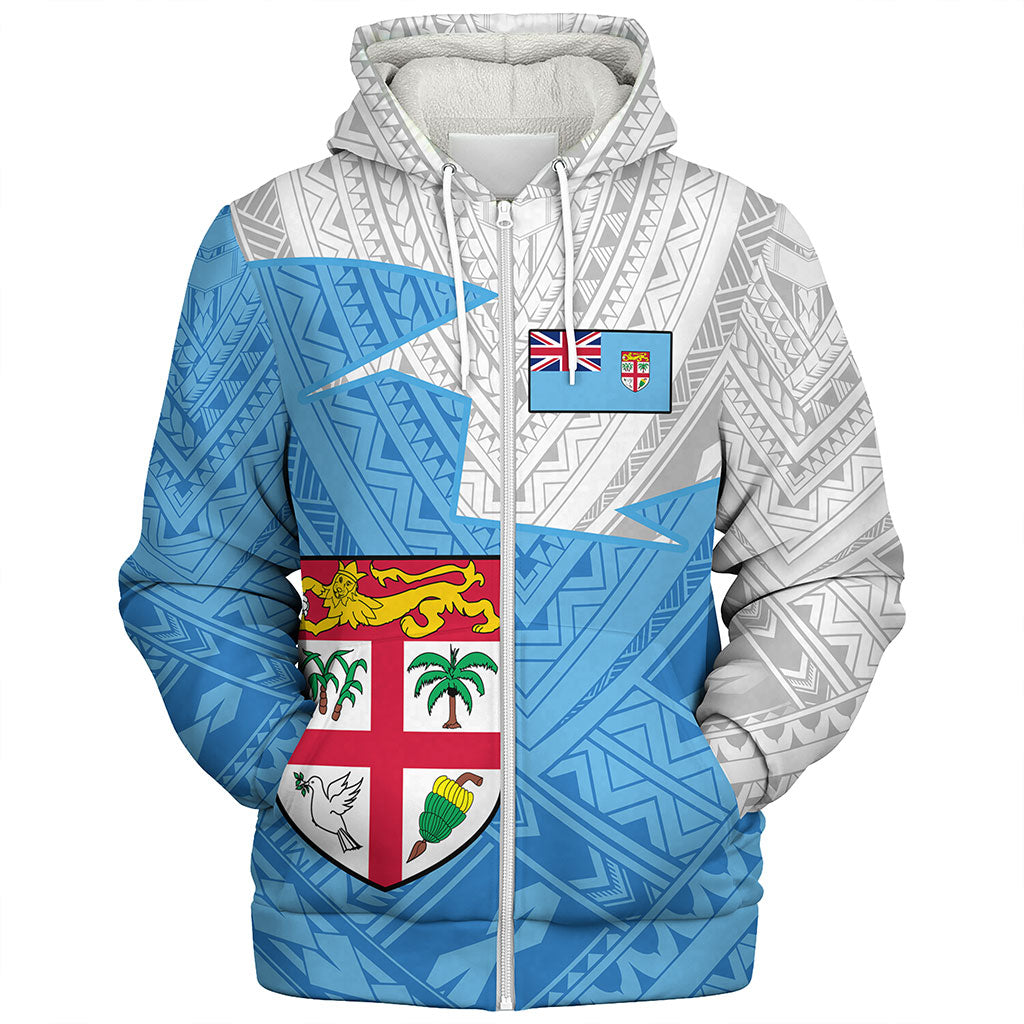 Fiji Sherpa Hoodie Polynesian Tattoo Flag And Coat Of Arms