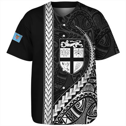 Fiji Baseball Shirt Tribal Melanesian Coat Of Arms