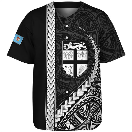 Fiji Baseball Shirt Tribal Melanesian Coat Of Arms