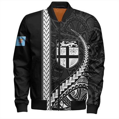 Fiji Bomber Jacket Tribal Melanesian Coat Of Arms