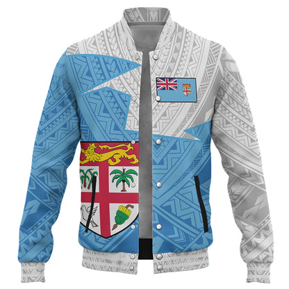 Fiji Baseball Jacket Polynesian Tattoo Flag And Coat Of Arms