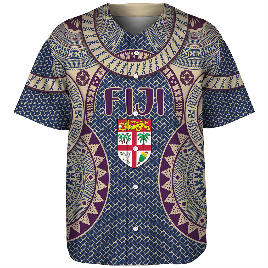 Fiji Baseball Shirt Bula Pattern Circle
