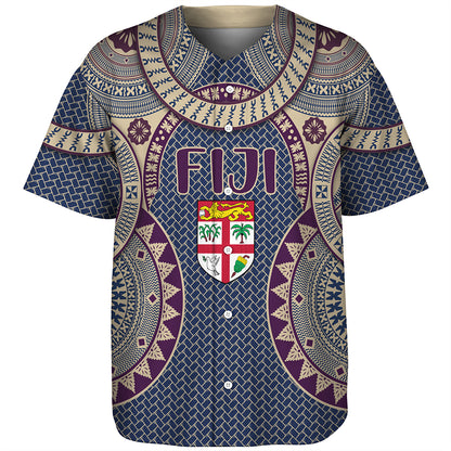 Fiji Baseball Shirt Bula Pattern Circle
