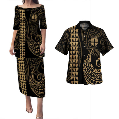Fiji Combo Puletasi And Shirt Kakau Style Gold