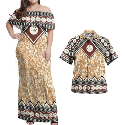 Fiji Combo Dress And Shirt Tapa Pattern Clothes