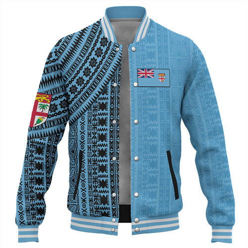 Fiji Baseball Jacket Bula Pattern Half Concept
