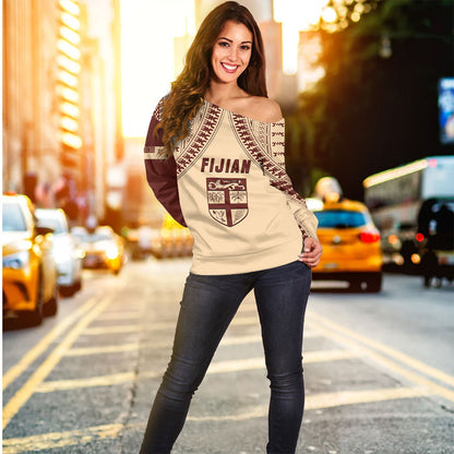 Fiji Off Shoulder Sweatshirt Bula Design Style