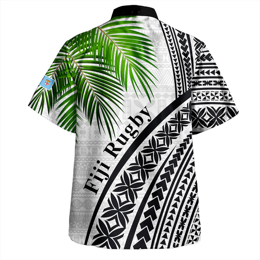 Fiji Hawaiian Shirt Rugby Masi Flying Fijians Fabric Leaves