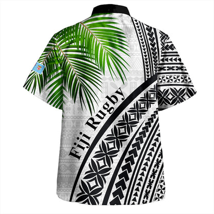 Fiji Hawaiian Shirt Rugby Masi Flying Fijians Fabric Leaves