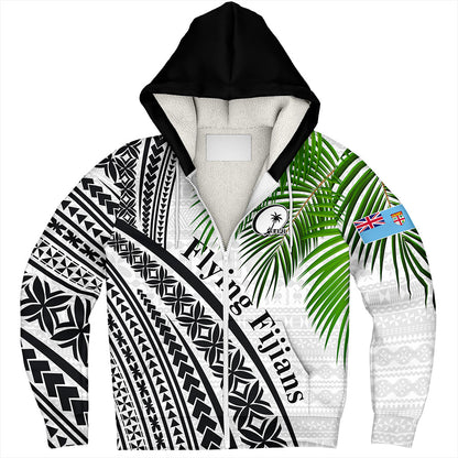 Fiji Sherpa Hoodie Rugby Masi Flying Fijians Fabric Leaves