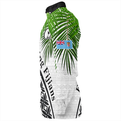 Fiji Long Sleeve Shirt Rugby Masi Flying Fijians Fabric Leaves