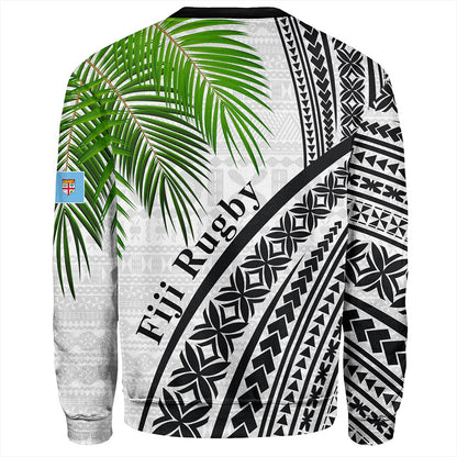 Fiji Sweatshirt Rugby Masi Flying Fijians Fabric Leaves