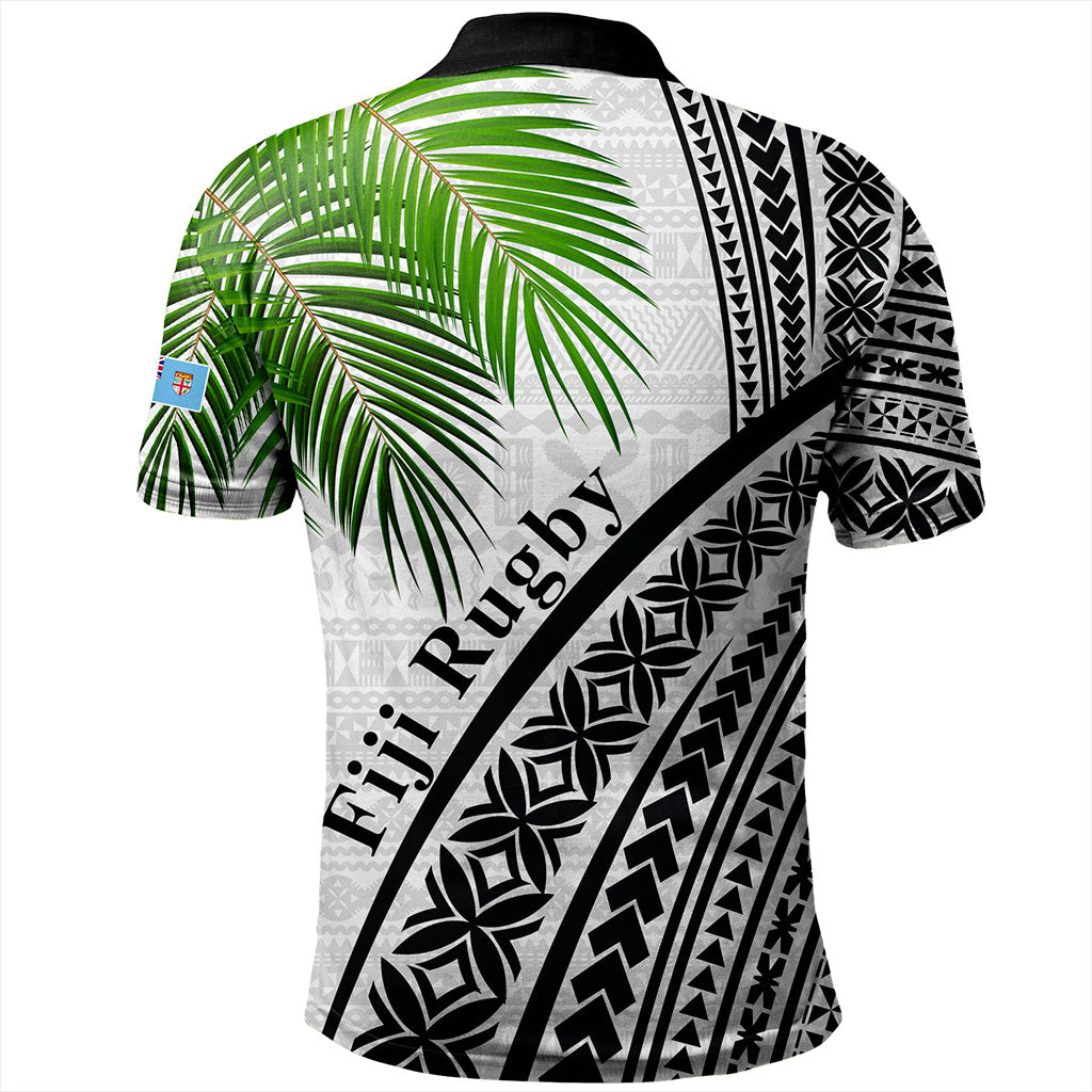 Fiji Polo Shirt Rugby Masi Flying Fijians Fabric Leaves