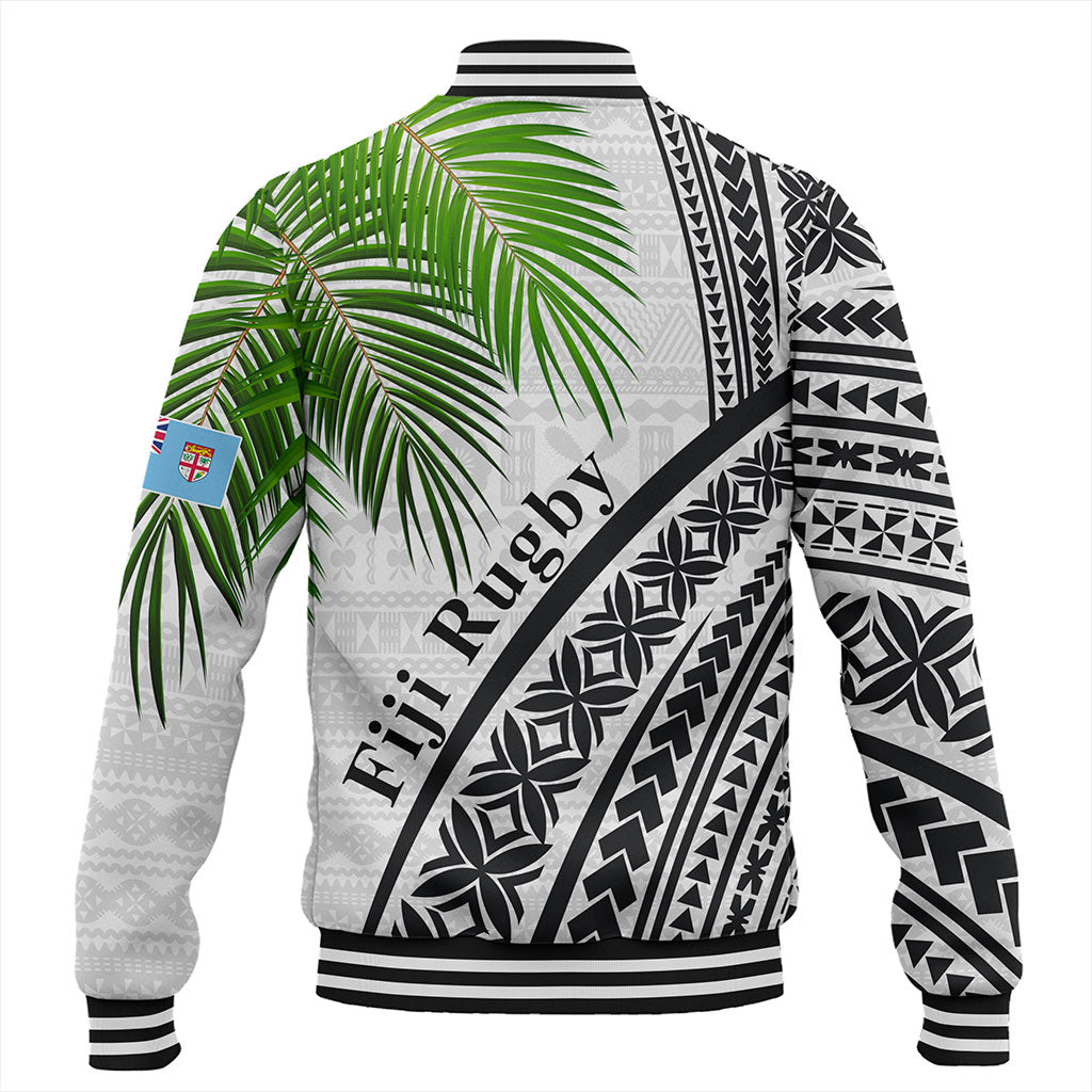 Fiji Baseball Jacket Rugby Masi Flying Fijians Fabric Leaves