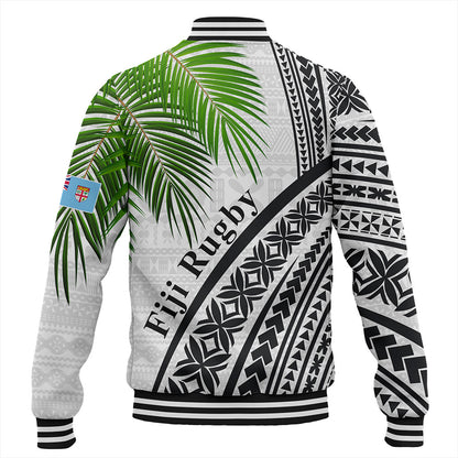 Fiji Baseball Jacket Rugby Masi Flying Fijians Fabric Leaves