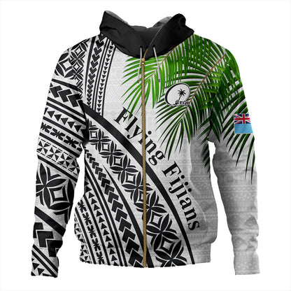 Fiji Hoodie Rugby Masi Flying Fijians Fabric Leaves