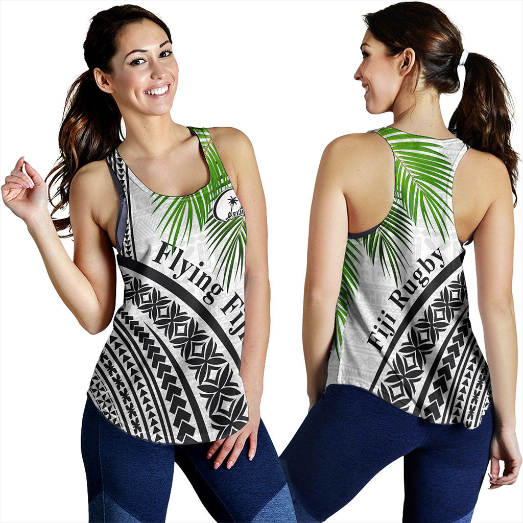 Fiji Women Tank Rugby Masi Flying Fijians Fabric Leaves