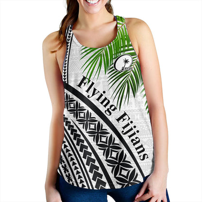 Fiji Women Tank Rugby Masi Flying Fijians Fabric Leaves