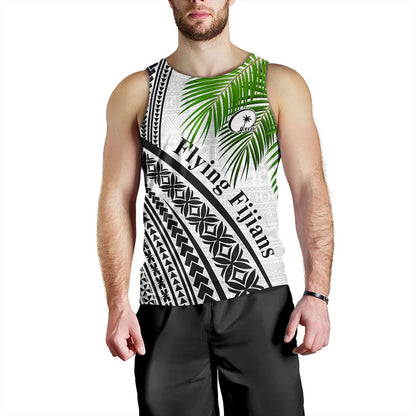 Fiji Tank Top Rugby Masi Flying Fijians Fabric Leaves