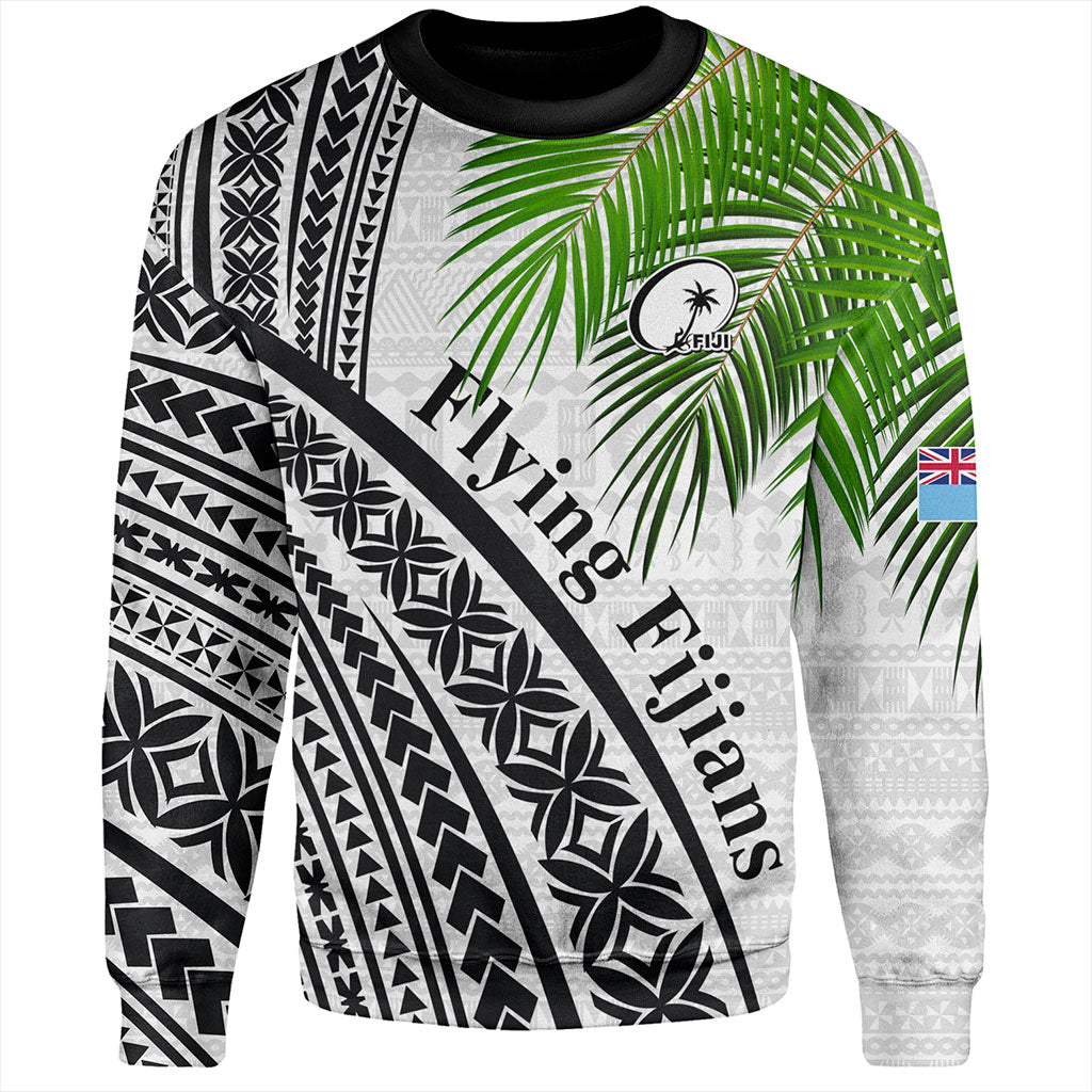Fiji Sweatshirt Rugby Masi Flying Fijians Fabric Leaves
