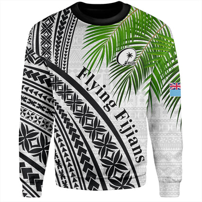 Fiji Sweatshirt Rugby Masi Flying Fijians Fabric Leaves