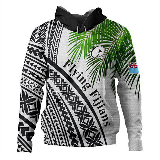 Fiji Hoodie Rugby Masi Flying Fijians Fabric Leaves