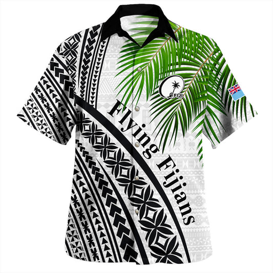 Fiji Hawaiian Shirt Rugby Masi Flying Fijians Fabric Leaves
