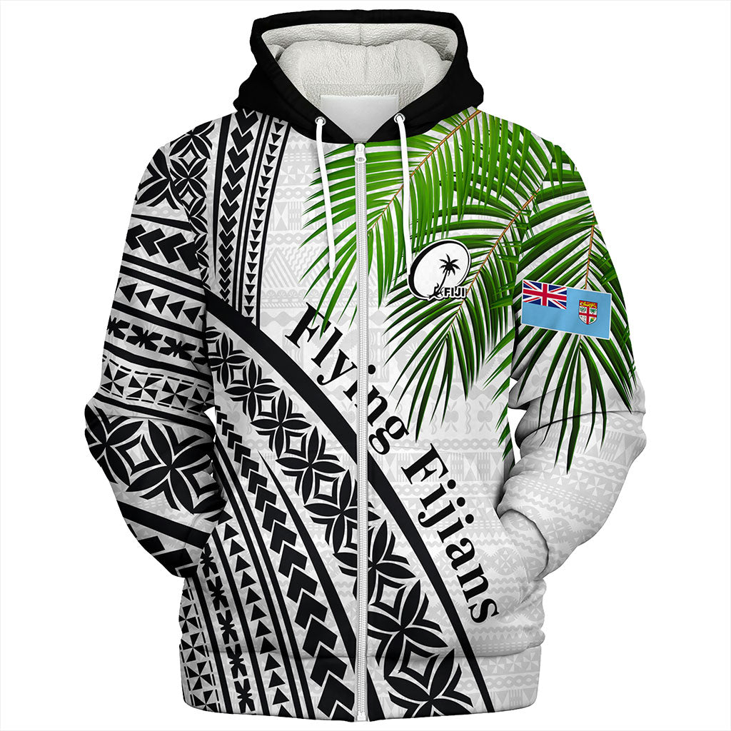 Fiji Sherpa Hoodie Rugby Masi Flying Fijians Fabric Leaves