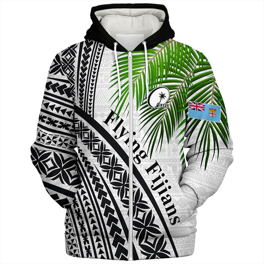 Fiji Sherpa Hoodie Rugby Masi Flying Fijians Fabric Leaves