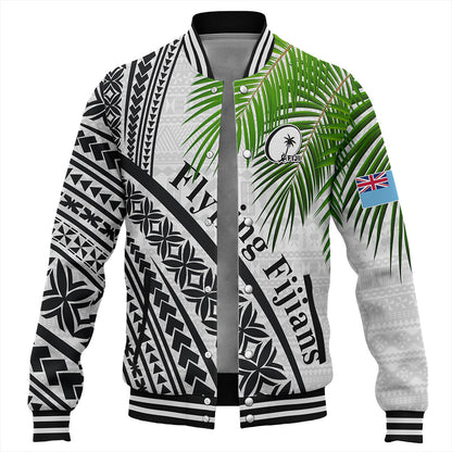 Fiji Baseball Jacket Rugby Masi Flying Fijians Fabric Leaves