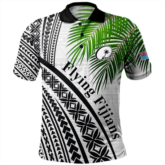 Fiji Polo Shirt Rugby Masi Flying Fijians Fabric Leaves