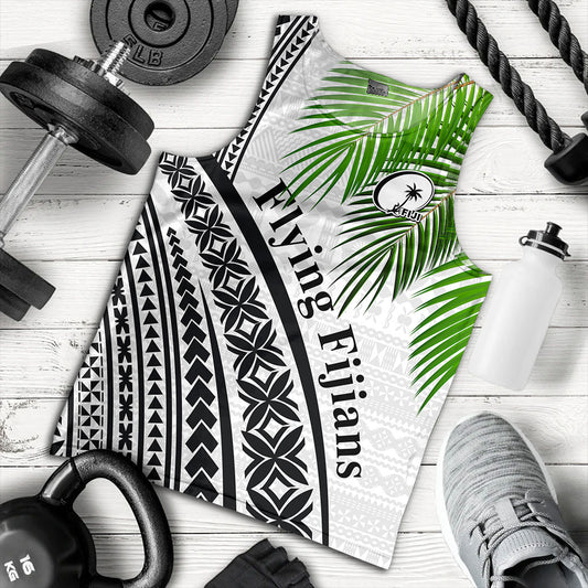 Fiji Tank Top Rugby Masi Flying Fijians Fabric Leaves