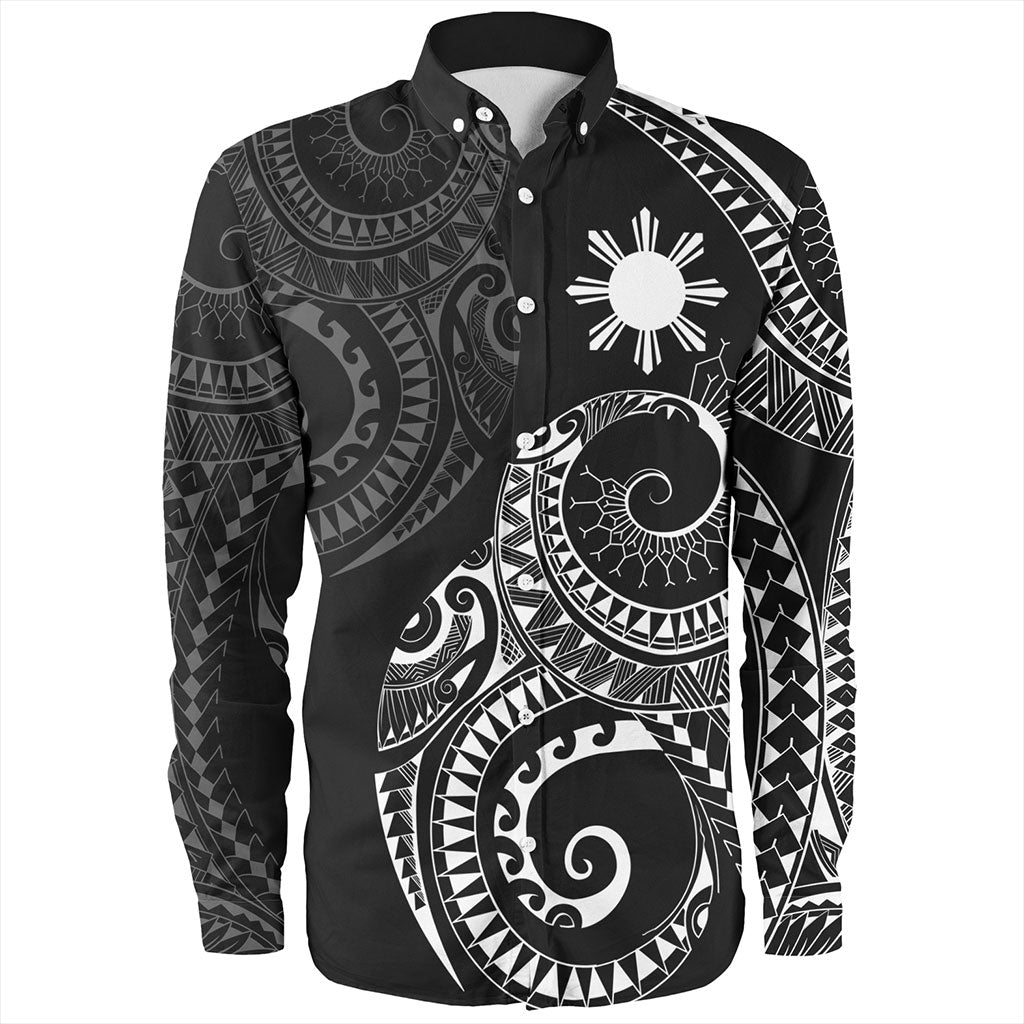 Philippines Filipinos Long Sleeve Shirt Sun Tribal Tattoo Design