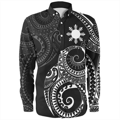 Philippines Filipinos Long Sleeve Shirt Sun Tribal Tattoo Design