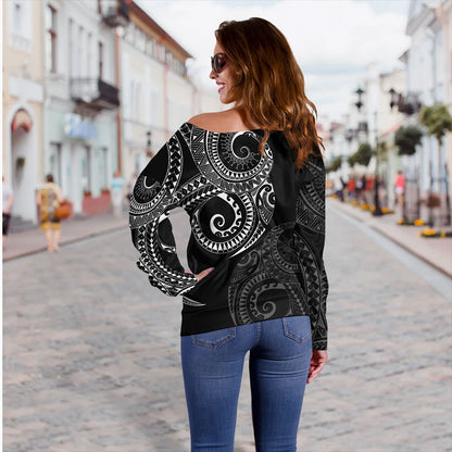 Philippines Filipinos Off Shoulder Sweatshirt Sun Tribal Tattoo Design