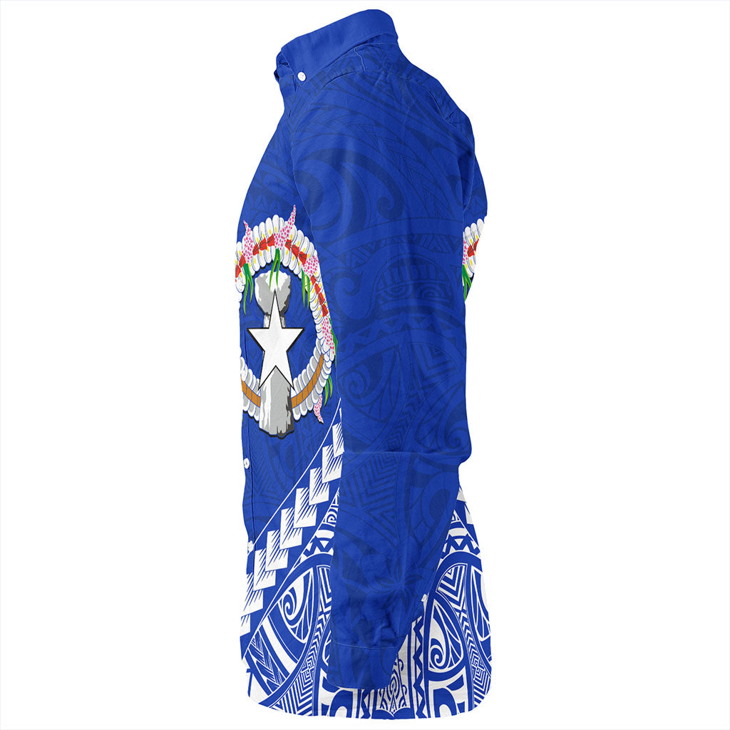 Northern Mariana Islands Long Sleeve Shirt Coat Of Arms Polynesian Tribal