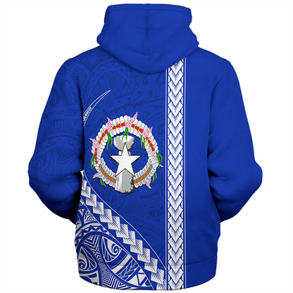 Northern Mariana Islands Sherpa Hoodie Coat Of Arms Polynesian Tribal