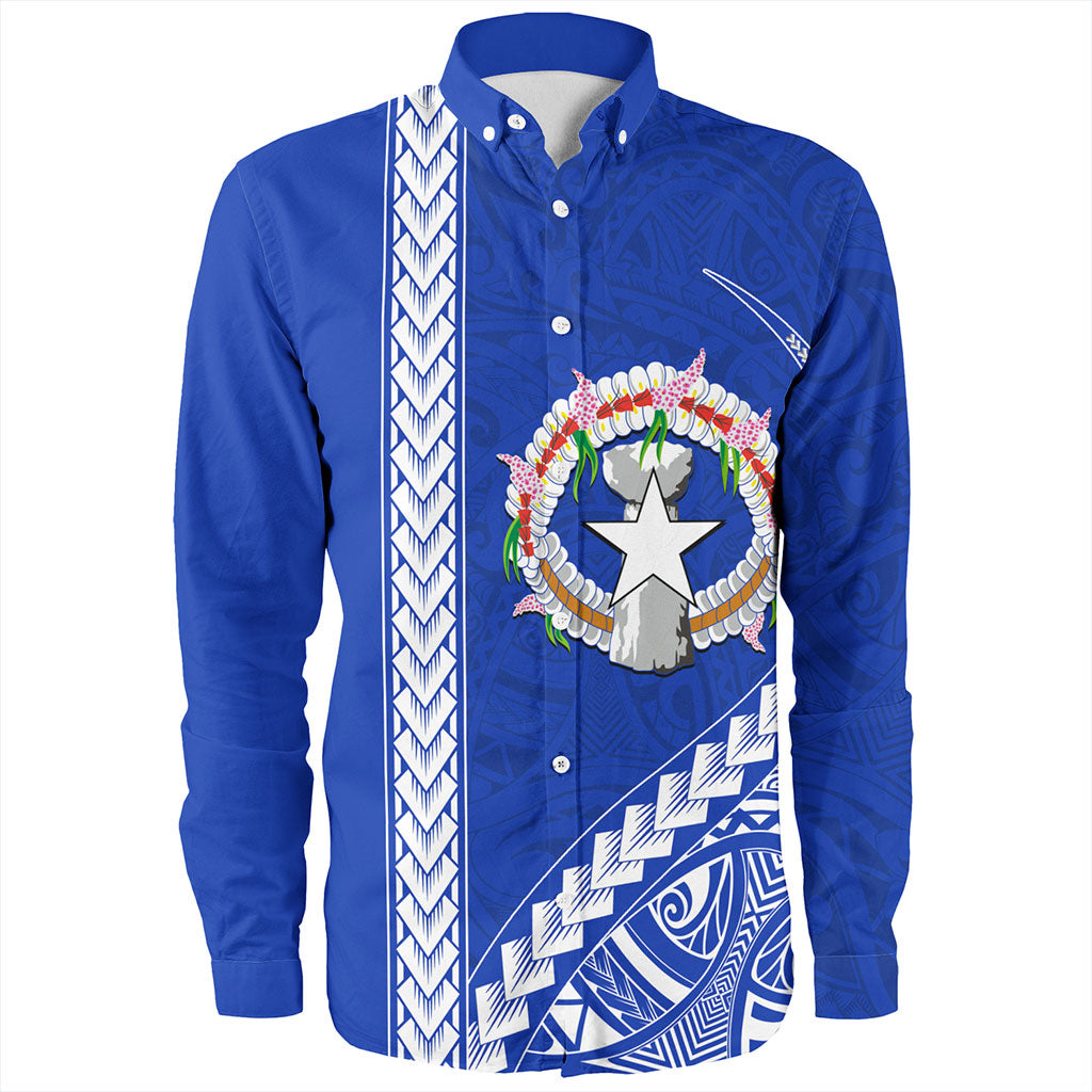 Northern Mariana Islands Long Sleeve Shirt Coat Of Arms Polynesian Tribal