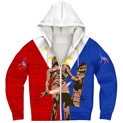 Philippines Filipinos Sherpa Hoodie Custom Flag Tribal Lapu Lapu