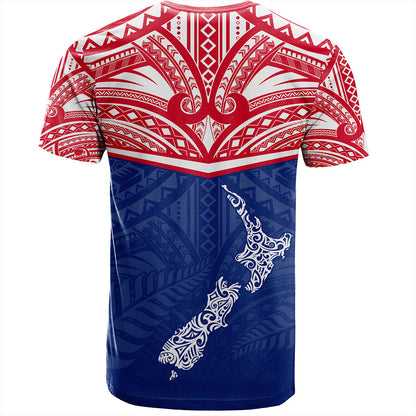 New Zealand T-Shirt Flag With Map And Maori Pattern
