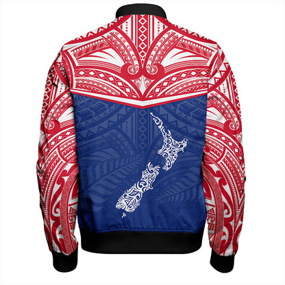 New Zealand Bomber Jacket Flag With Map And Maori Pattern