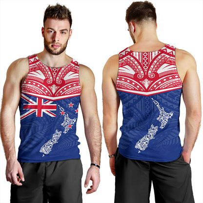 New Zealand Tank Top Flag With Map And Maori Pattern