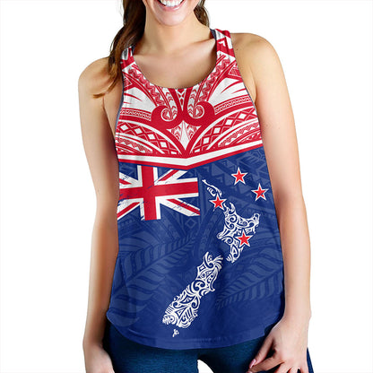 New Zealand Women Tank Flag With Map And Maori Pattern