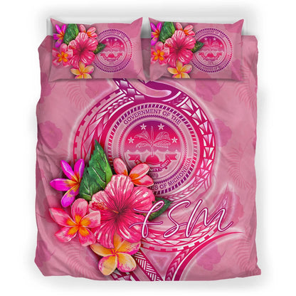 FSM Polynesian Bedding Set - Floral With Seal Pink