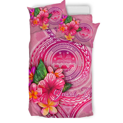 FSM Polynesian Custom Personalised Bedding Set - Floral With Seal Pink