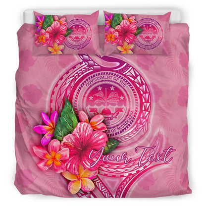 FSM Polynesian Custom Personalised Bedding Set - Floral With Seal Pink