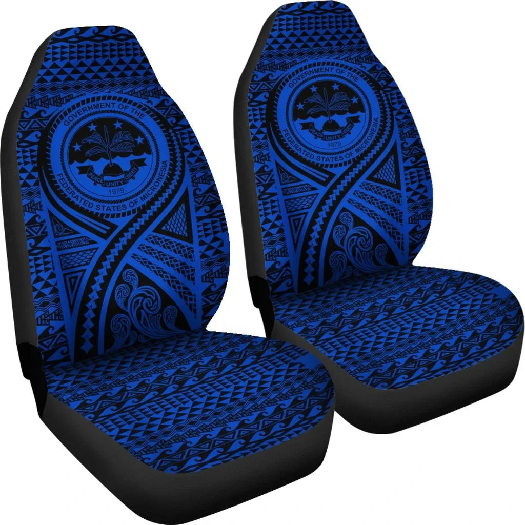 FSM Car Seat Cover - FSM Seal Polynesian Tattoo Blue