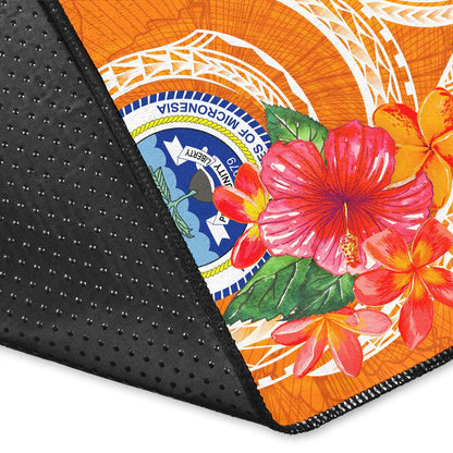 FSM Polynesian Area Rug - Orange Floral With Seal