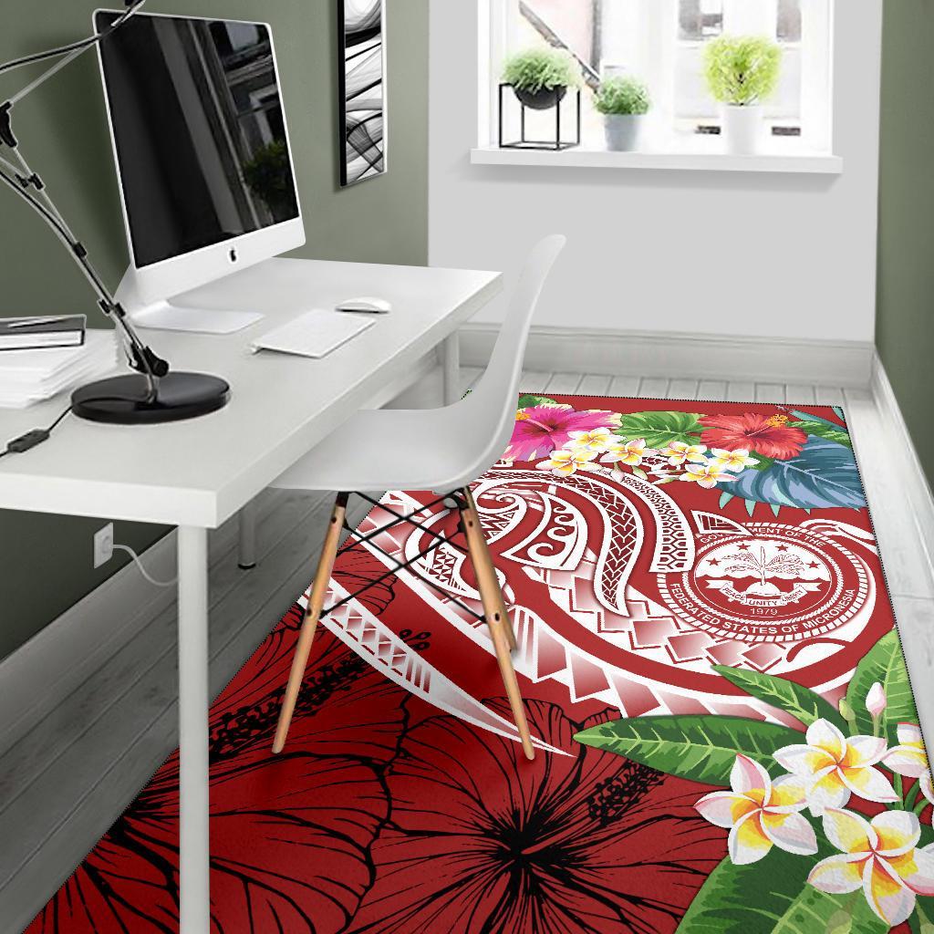FSM Polynesian Area Rug - Summer Plumeria (Red)
